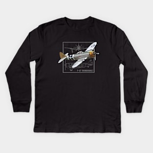 Republic P-47 Thunderbolt | WW2 Fighter Plane Kids Long Sleeve T-Shirt